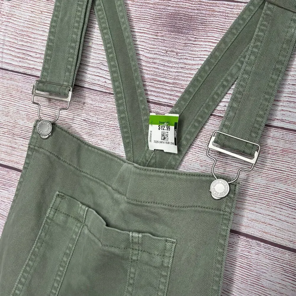 Judy Blue Denim Sage Green Overall Skirt Dress Size Large New - Picture 6 of 12